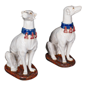 Pair of Vintage Greyhound Figures, Italian, Dog Statue, Bookends, Mid Century