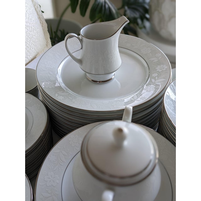 1970s 92 Piece of White With Floral Edges Noritake Rainer 6909 China Set For Sale - Image 14 of 15