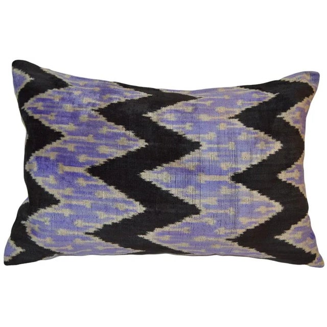 Contemporary Silk Uzbek Ikat Velvet Hand Made Pillow Cushion For Sale - Image 3 of 3