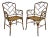Pair of Mid-20th Century Faux Bamboo Metal Indoor/Outdoor Armchairs With Burnt Bamboo Tortoiseshell Finish For Sale