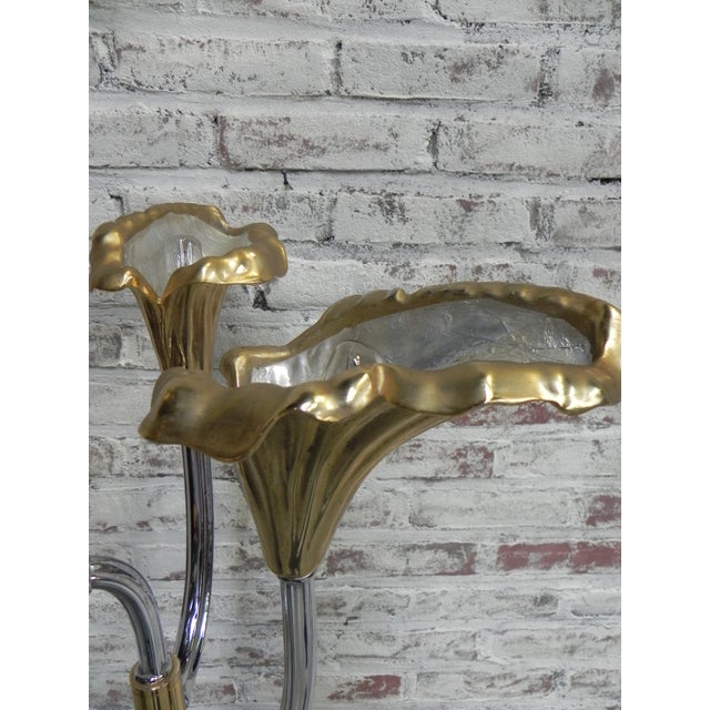 Gold Vintage Italian Calla Lily Floor Lamp, 1970s For Sale - Image 8 of 18