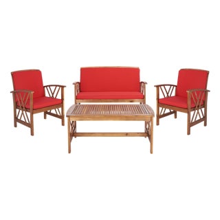 Fontana 4-Piece Outdoor Set, Natural/Red For Sale