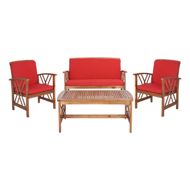 Fontana 4-Piece Outdoor Set, Natural/Red For Sale