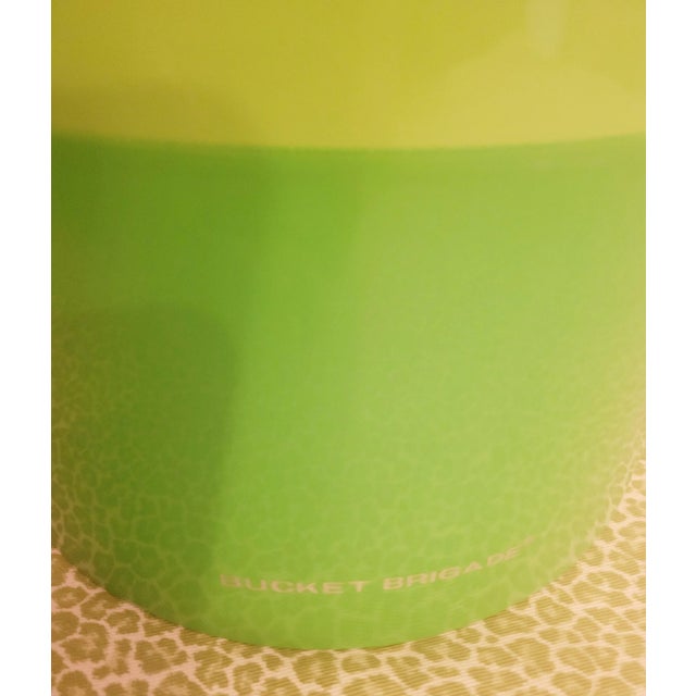 Fitz and Floyd Vintage 3 Color Yellow Green Vinyl Tall Lucite Handle Ice Bucket For Sale - Image 4 of 5