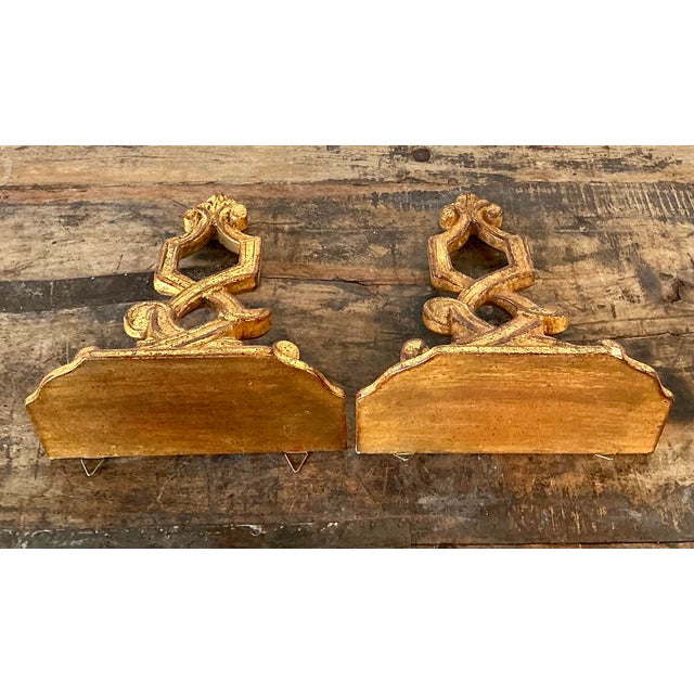 Vintage Italian Gilt Wall Brackets - A Pair For Sale - Image 9 of 12