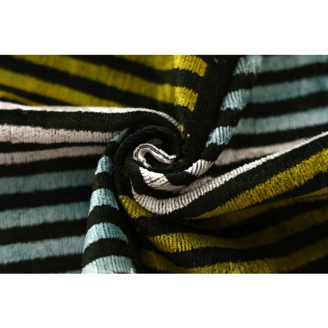 Mid-Century Modern Handmade Geometric Silk Velvet Lumbar Pillow 20x20 Inch For Sale - Image 3 of 8