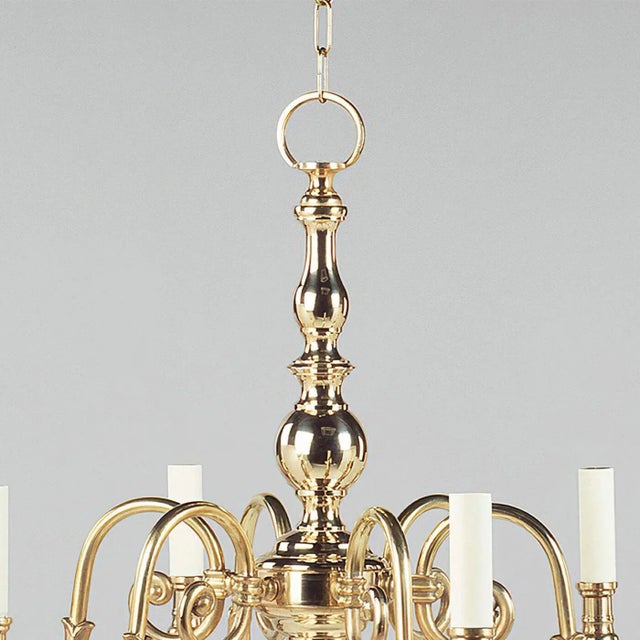 Dutch Queen Anne Brass Chandelier For Sale - Image 4 of 6