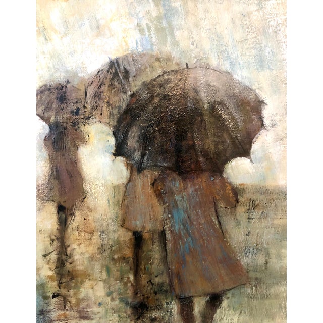 Michel De Gallard, French Expressionist School of Paris Oil Painting Women with Umbrellas Rainy Day, mid 20th C For Sale - Image 10 of 13