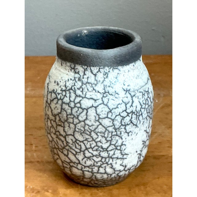 Contemporary Vintage Crackle Glazed Ceramic Vase For Sale - Image 3 of 12