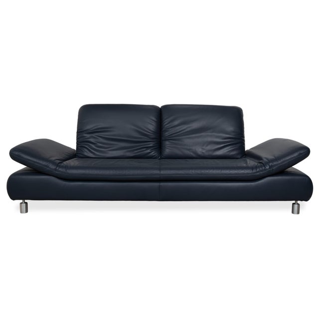Blue Leather Rivoli Three-Seater Sofa with Manual Function from Koinor For Sale - Image 18 of 18