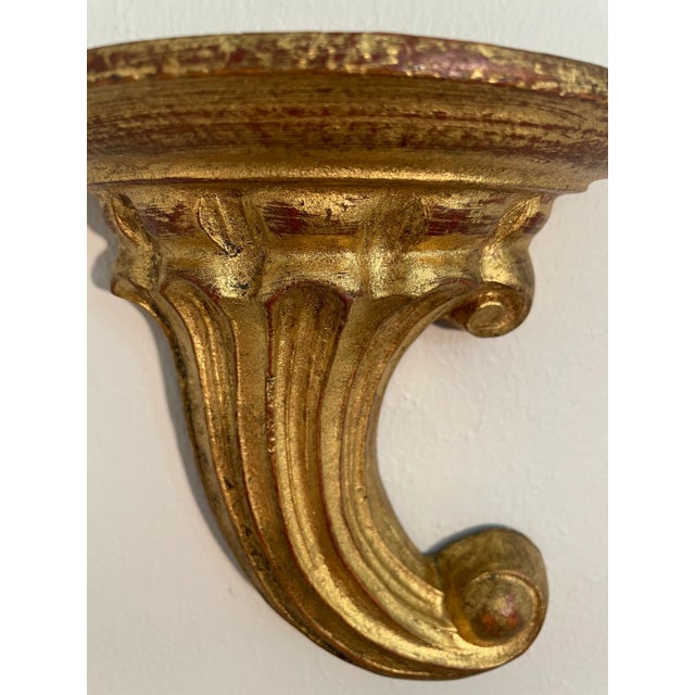 Single Vintage Mid 20th Century Italian Giltwood Wall Shelf Bracket For Sale - Image 6 of 10