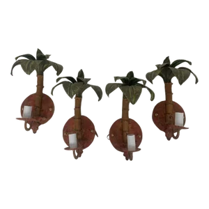 1950s Vintage Tole Palm Tree Sconces - Set of 4