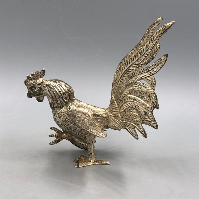 Vintage Two Fighting Roosters in Silver-Plating, Set of 2 For Sale - Image 10 of 16