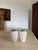 1980s Pair of Scavo Murano-Style Glass Vessels Bud Vases Pink Verdigris Metal Handles For Sale - Image 5 of 18