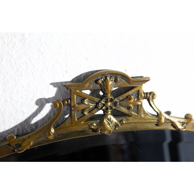 Late Victorian Oval Faceted Brass Wall Mirror, 1890s For Sale - Image 6 of 11