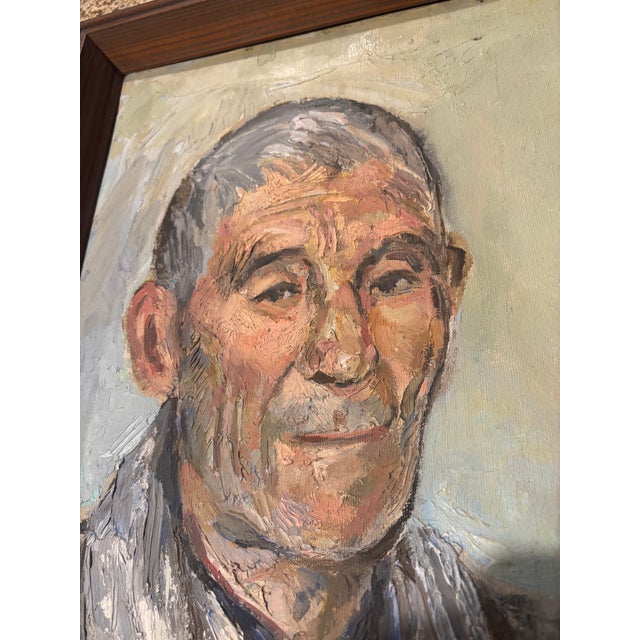 Vintage Portrait of a Man | Original Oil Painting on Swedish Board | Winsor & Newton, New York Provenance | C. 1950s | 18” X 14” Framed For Sale In San Diego - Image 6 of 7