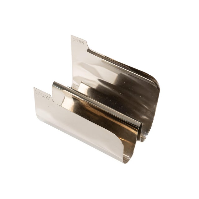 Modern Vintage Nickel Silver Today and Soon Letter/ File Holder/ Desk Accessory, 1970's For Sale - Image 3 of 17