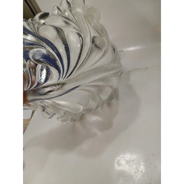 1960s Leaf Shaped Textured Heavy Glass Serving Dish Bowl For Sale - Image 4 of 6