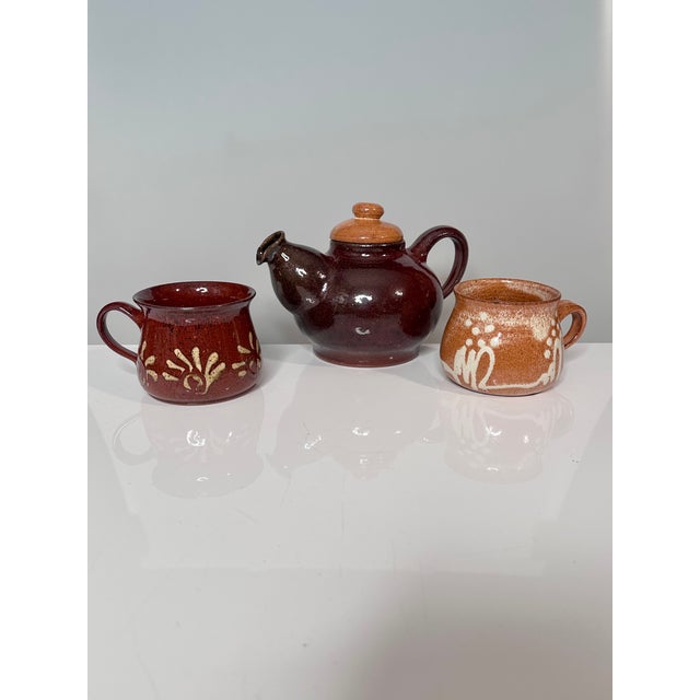Handmade Ceramic Teapot and Cups from the Workshop of Helma Klett, Germany, 1980s, Set of 3 For Sale - Image 16 of 16