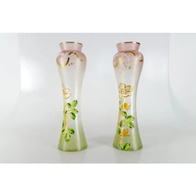 Art Nouveau French Colored Glass Vases, 1920s, Set of 2 For Sale - Image 12 of 18