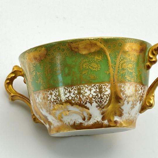 Ceramic Pair of Antique 1800s Gda Limoges (Gerard, Dufraisseix & Abbot) Bouillon / Cream Soup Cups Rare For Sale - Image 7 of 18