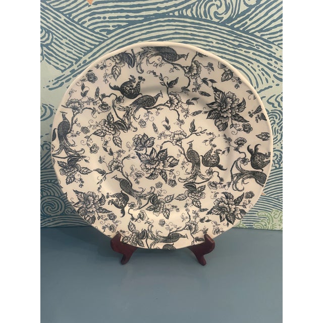 Vintage Ravensdale Pottery Staffordshire “Exotic Bird Black” Platter