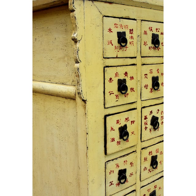 19th Century Chinese Apothecary Medicine Cabinet Yellow Lacquer 67 Drawers For Sale - Image 16 of 18