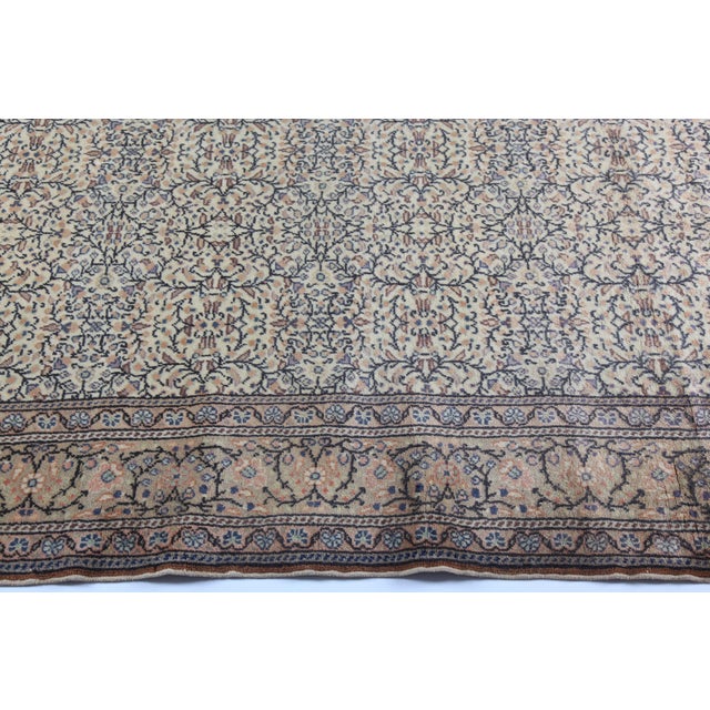 Handmade Double Knotted Turkish Floor Rug-Flower Design Rug For Sale - Image 13 of 13