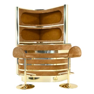 Italian Bar with Stools, 1970s, Set of 4 For Sale
