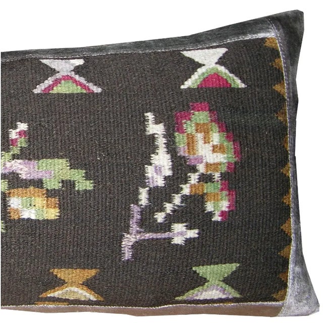 Traditional 19th Century Bessarabian Tapestry Pillow, Folk Floral Design For Sale - Image 3 of 6