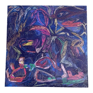 Abstract Modern Oil + Pastel Painting on Canvas by Dawn Leahy For Sale