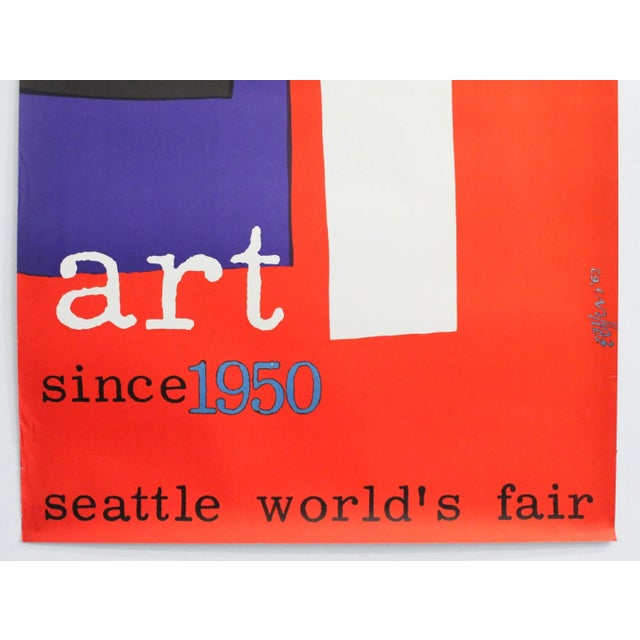 American 1962 Affiche d'Exposition Américaine - Exposition Universelle De Seattle, l'Art Depuis De 1950 (Rouge) For Sale - Image 3 of 4