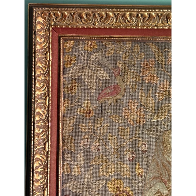 Mid 20th Century Vintage Medieval Revival Figural Woven Tapestry in Ornate Gilt Frame For Sale - Image 5 of 13