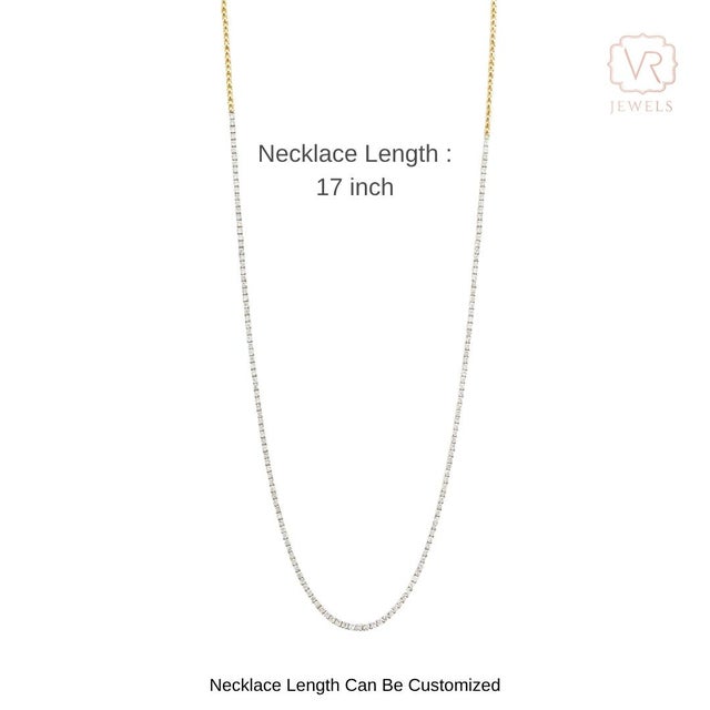 1.17ct Round Brilliant Diamond Tennis Necklace in 18k Yellow Gold- 18 Inch For Sale - Image 10 of 16