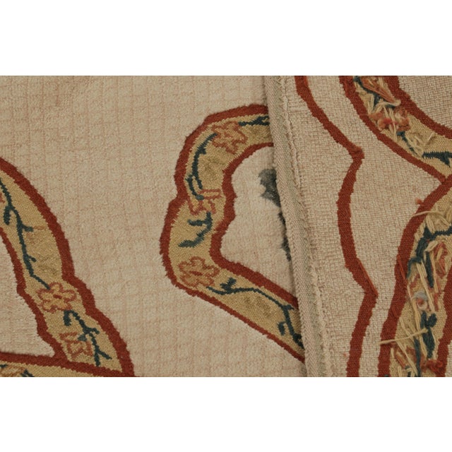 Textile Rug & Kilim’s European Rug in Beige, With Green and Red Floral Patterns For Sale - Image 7 of 7