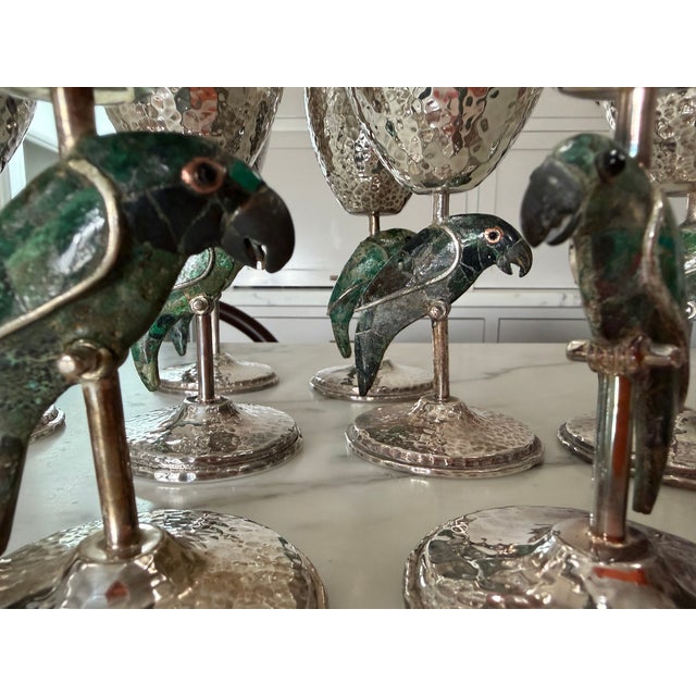 Vintage Set of 12 Los Castillo Wine Glasses, Goblets, Stemware, With Parrots For Sale - Image 9 of 14