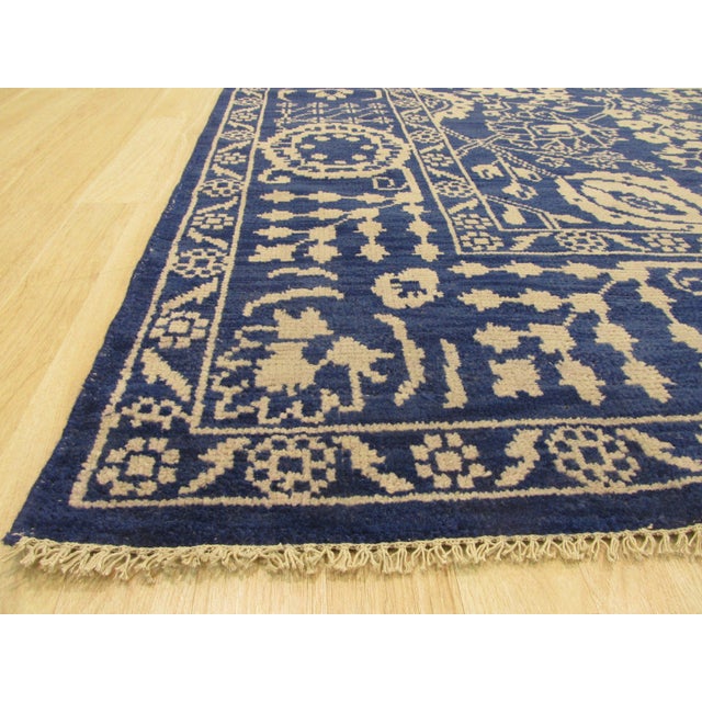 6x9 Alluring Freya Blue Floral Traditional Hand Knotted Wool Carpet Rug For Sale - Image 4 of 4