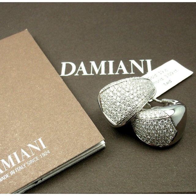 Silver Damiani Da Definire 18k White Gold 3.09ct Diamond Earrings. Retail: $22,900, Pair For Sale - Image 8 of 12