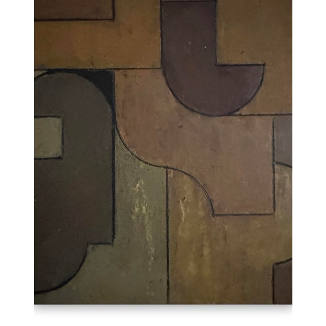2020s Contemporary Geometric Abstract Oil and Cold Wax Painting Small Square Study Earth Tones by Stephen Cimini For Sale - Image 5 of 6