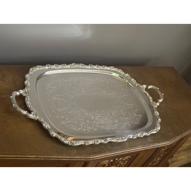 Vintage Silver-Plated Butler Tray in the "Countess" Pattern by the International Silver Company For Sale - Image 10 of 18