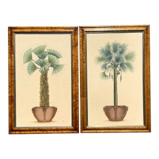 Vintage Coastal Palm Printed - A Pair For Sale