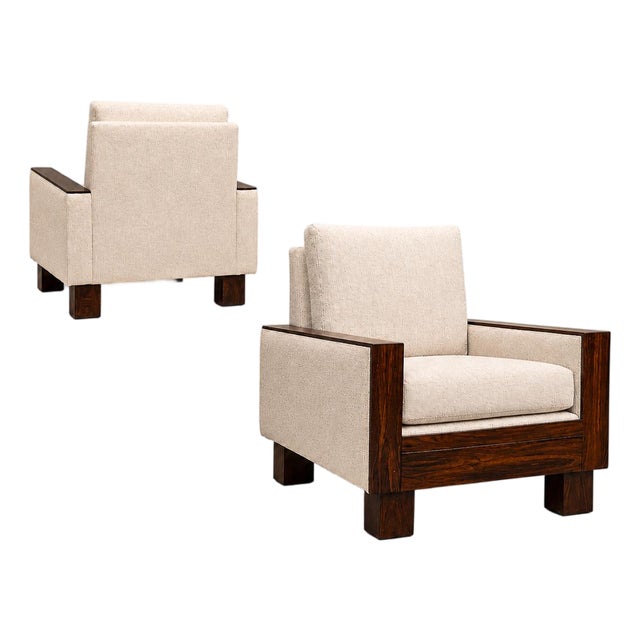 Brazilian Modern Armchairs in Rosewood & Textured Bouclé-Weave Upholstery by Celina, 1960s For Sale