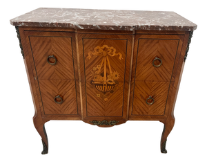 Marquetry Chest of Drawers with Projecting Top