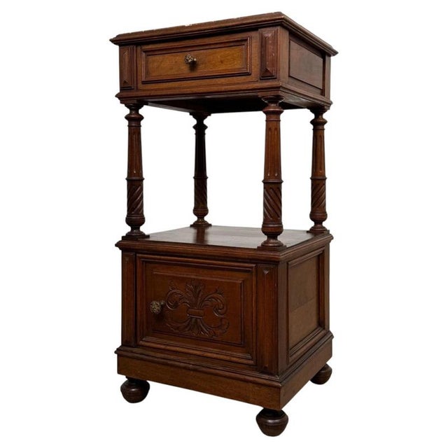 19th Century French Walnut Cabinet with Marble Top For Sale - Image 9 of 13