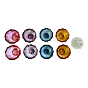 Set of 9 Vintage Fostoria Glass Salt Cellars - Amber Rose Lilac Blue Clear