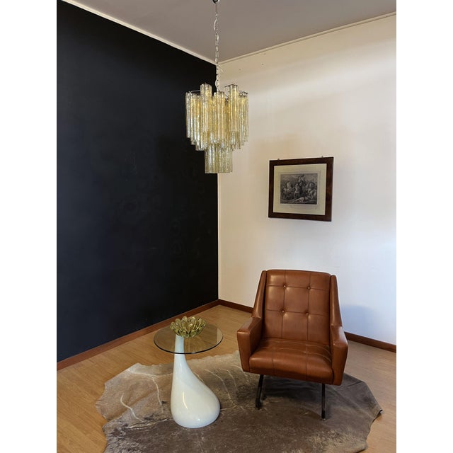 1990s Murano Clear Amber & Gold Glass Tube Chandelier, 1990s For Sale - Image 5 of 16