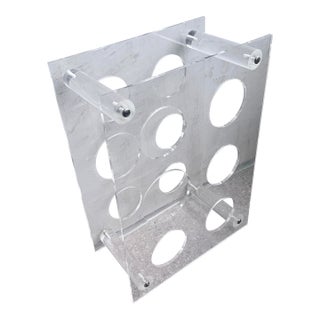 Vintage Postmodern 1980s Clear Plexiglas/Lucite 6-Bottle Wine or Champagne Rack, Holder For Sale