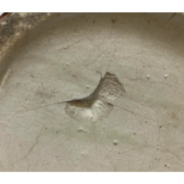 Mid 19th Century Antique 19th Century Majolica Pitcher /Jug With Pewter Top Decorated With a Vibrant Grape & Vine Pattern Against a Brown Tree-Like Textured Background For Sale - Image 5 of 11