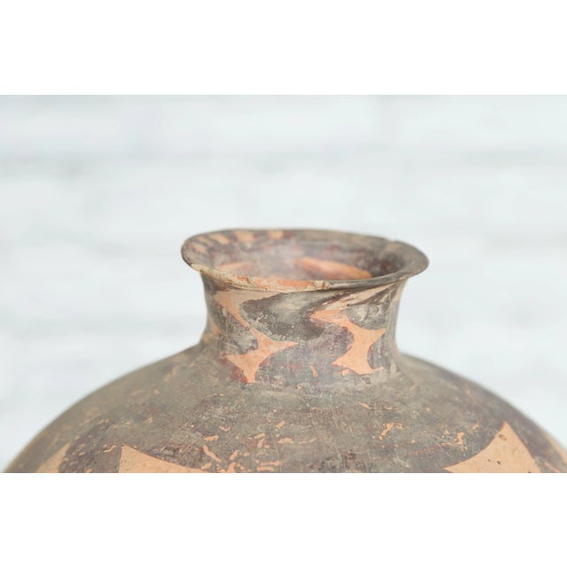Brown 4000 BC Chinese Neolithic Period Terracotta Geometric Décor Storage Jar For Sale - Image 8 of 13