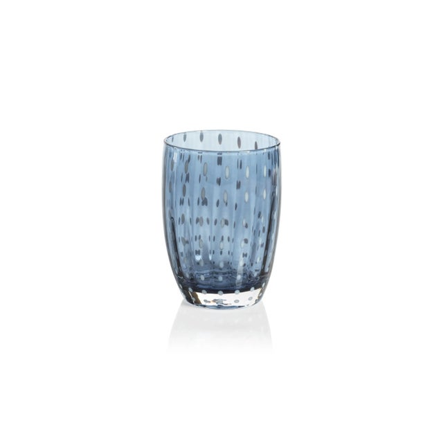 Transitional Pescara White Dot Tumbler Glasses - Navy Blue, Set of 4 For Sale - Image 3 of 3